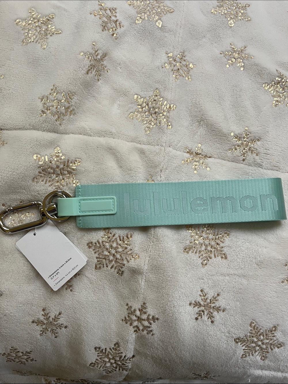 lululemon mint green Never Lost Keychain with Gold Hardware